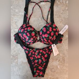 Victoria's Secret Black and Red Strawberry Bikini